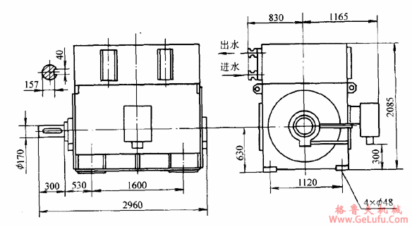 YD系列双速三相异步电动机外形及安装尺寸（6kV）(图4)