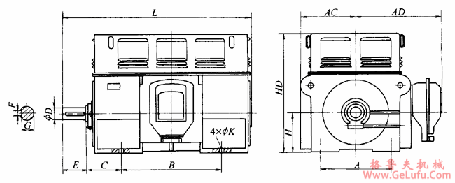YFQF、YFSK、YFKK系列火电设备风机专用三相异步电动机外形及安装尺寸（6KV）(图2)