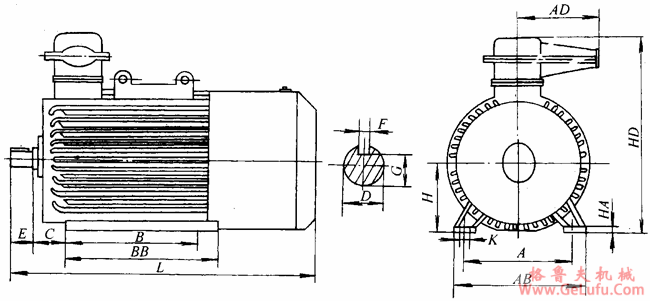 YA系列增安型中型高压三相异步电动机外形及安装尺寸（6kV或10kV）(图2)