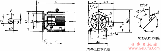 YTSP系列(IC411)变频调速三相异步电动机外形尺寸(H90~355mm)(图4) YTSP系列(IC411)变频调速三相异步电动机外形尺寸(H90~355mm)(图4)