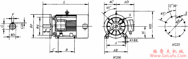 YTSP系列（IC416）变频调速三相异步电动机外形尺寸（H90～355mm） (图4)