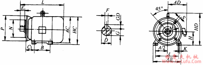 YTPS系列交流变频调速三相异步电动机外形尺寸(H80~200mm)(图4) YTPS系列交流变频调速三相异步电动机外形尺寸(H80~200mm)(图4)