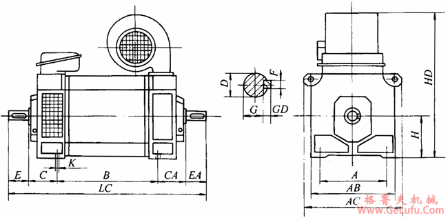 YTD系列调压调速电梯用三相异步电动机外形尺寸(图2)