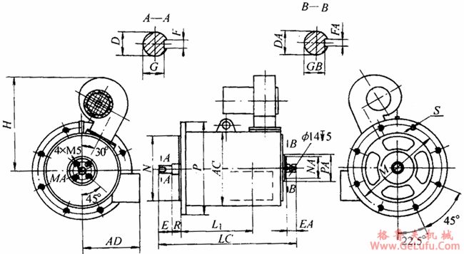 YYTD系列电梯用三相异步电动机外形尺寸(图2) YYTD系列电梯用三相异步电动机外形尺寸(图2)