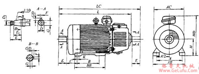 YZJ、YZRJ、YZRWJ系列起重及冶金用三相异步电动机外形尺寸(图2)