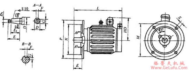 YZE系列起重及冶金用电磁制动三相异步电动机外形尺寸(图3)