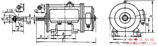 JZ2-H系列电动机起货交流三相异部电动机外形及安装尺寸(图2)