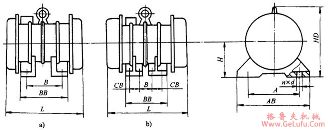 YJZ系列激振异步电动机(2~140KN)外形尺寸(图3) YJZ系列激振异步电动机(2~140KN)外形尺寸(图3)