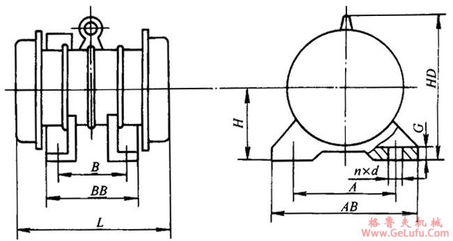 YJZ系列激振异步电动机(2~140KN)外形尺寸(图2) YJZ系列激振异步电动机(2~140KN)外形尺寸(图2)