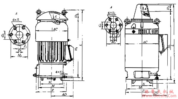 YLB系列深井水泵用三相异步电动机外形尺寸(图2)