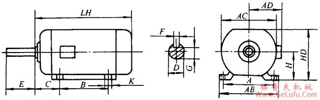 YM系列木工用三相异步电动机外形及安装尺寸(图2) YM系列木工用三相异步电动机外形及安装尺寸(图2)