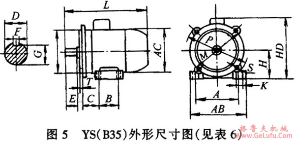 YS系列三相异步电动机(H56~90mm)外形及安装尺寸(图6) YS系列三相异步电动机(H56~90mm)外形及安装尺寸(图6)