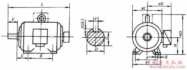 YR系列（IP23）中型低压三相异步电动机外形及安装尺寸（380V）(图2)