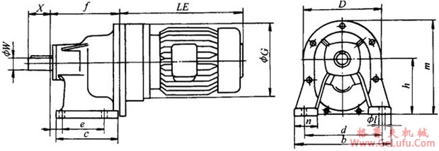 YLJU系列力矩齿轮减速三相异步电动机外形安装尺寸(图2)