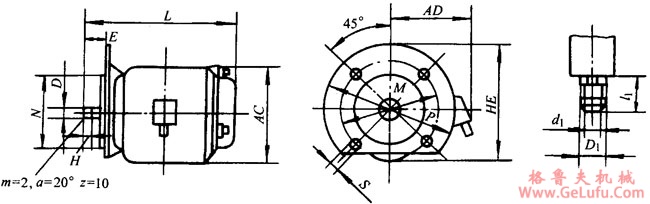 YTT型电缆卷筒三相异步电动机外形及安装尺寸(图3)