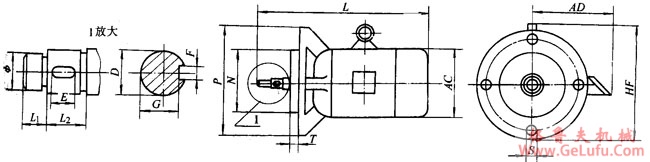 YGB系列管道泵专用三相异步电动机外形尺寸(图2)
