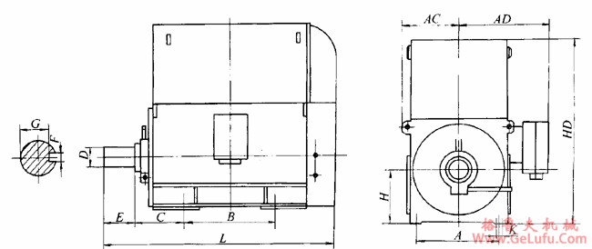 YD、YDKK、YDKS风机、水泵用三相异步电动机外形及安装尺寸（6kV）(图4)