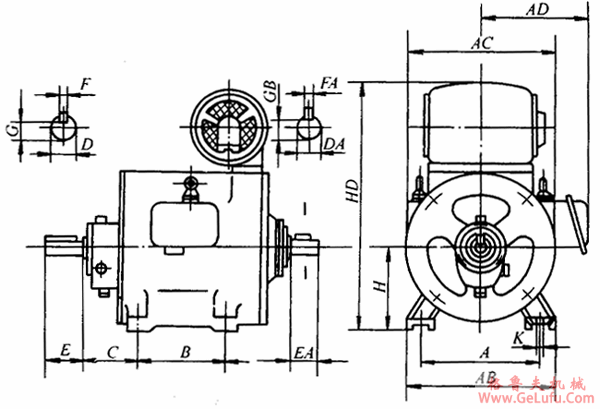 YTDT系列电梯用异步电动机外形尺寸(图2)