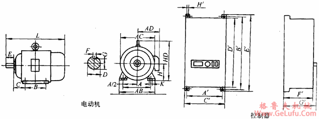 KC系列开关磁阻电动机及其调速系统外形、尺寸（H90～132mm）(图2)
