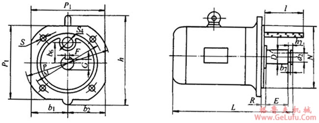 YDF系列电动机阀门用三相异步电动机（普通型）外形及安装尺寸(图2)