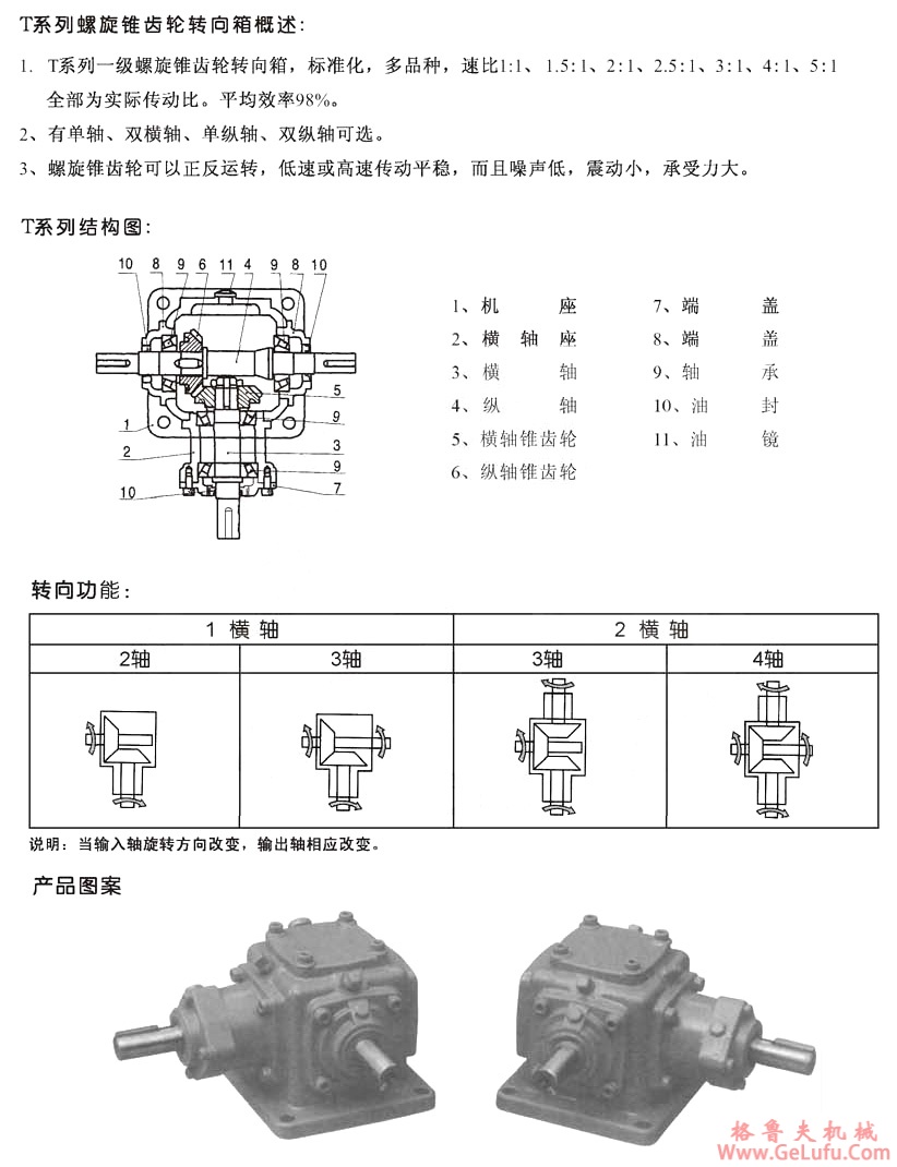 T系列螺旋锥齿轮转向箱(图2) T系列螺旋锥齿轮转向箱(图2)