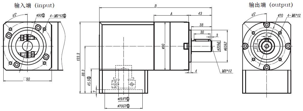 WPL90伺服直角行星减速机WPL90 servo right angle planetary reducer(图1)